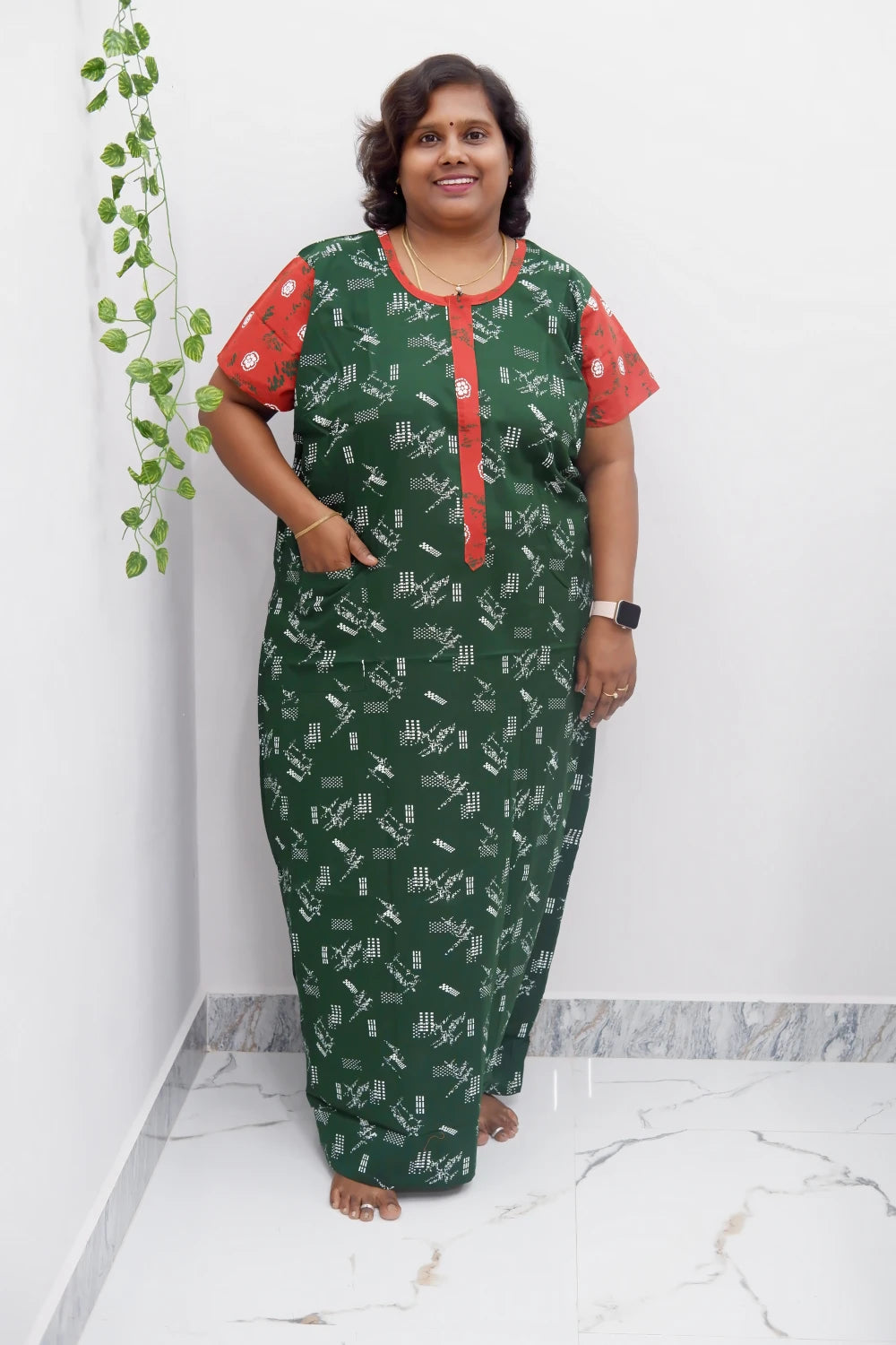 Feeding-Friendly Cotton Nighty with Long Zip