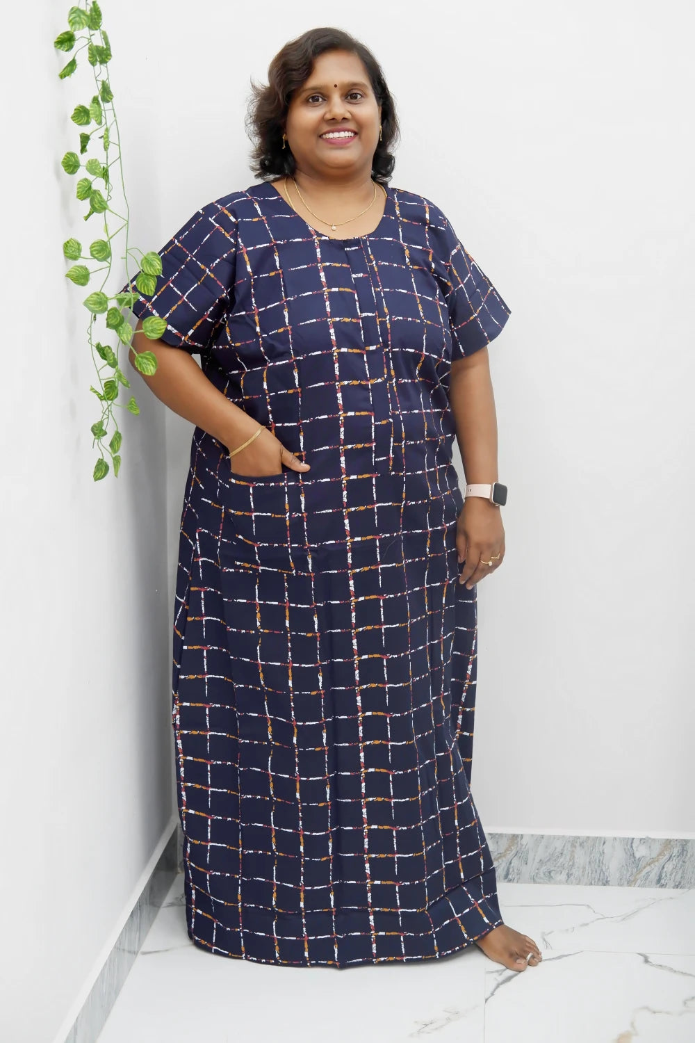 Feeding-Friendly Cotton Nighty with Long Zip