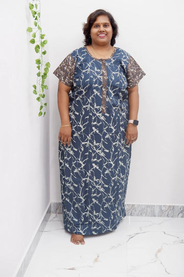 Feeding-Friendly Cotton Nighty with Long Zip