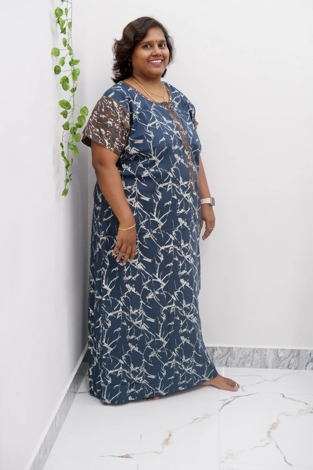 Feeding-Friendly Cotton Nighty with Long Zip