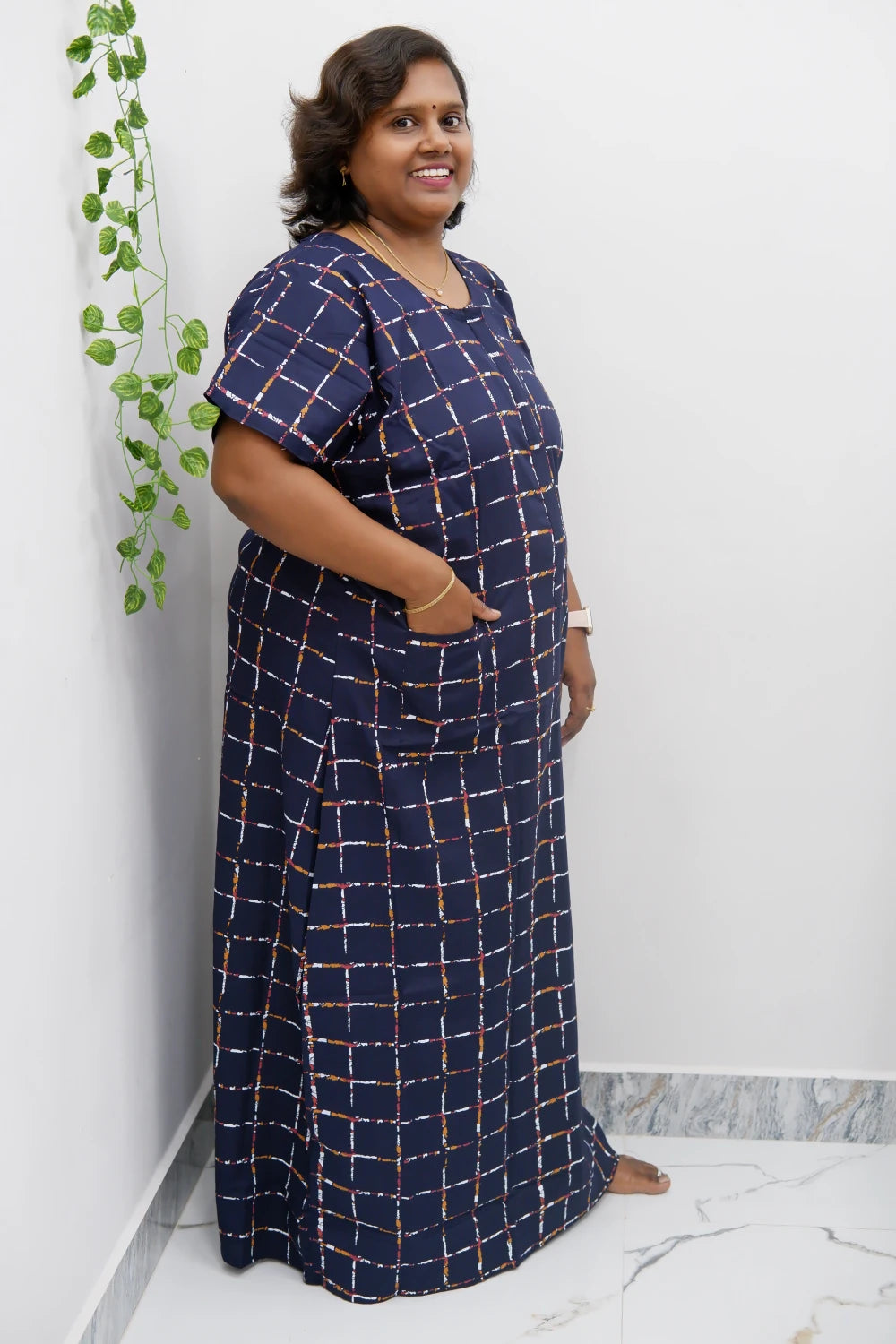 Feeding-Friendly Cotton Nighty with Long Zip
