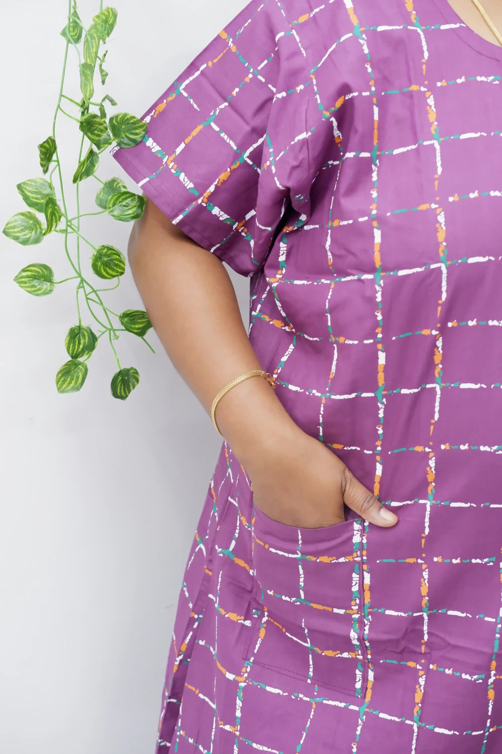 Feeding-Friendly Cotton Nighty with Long Zip