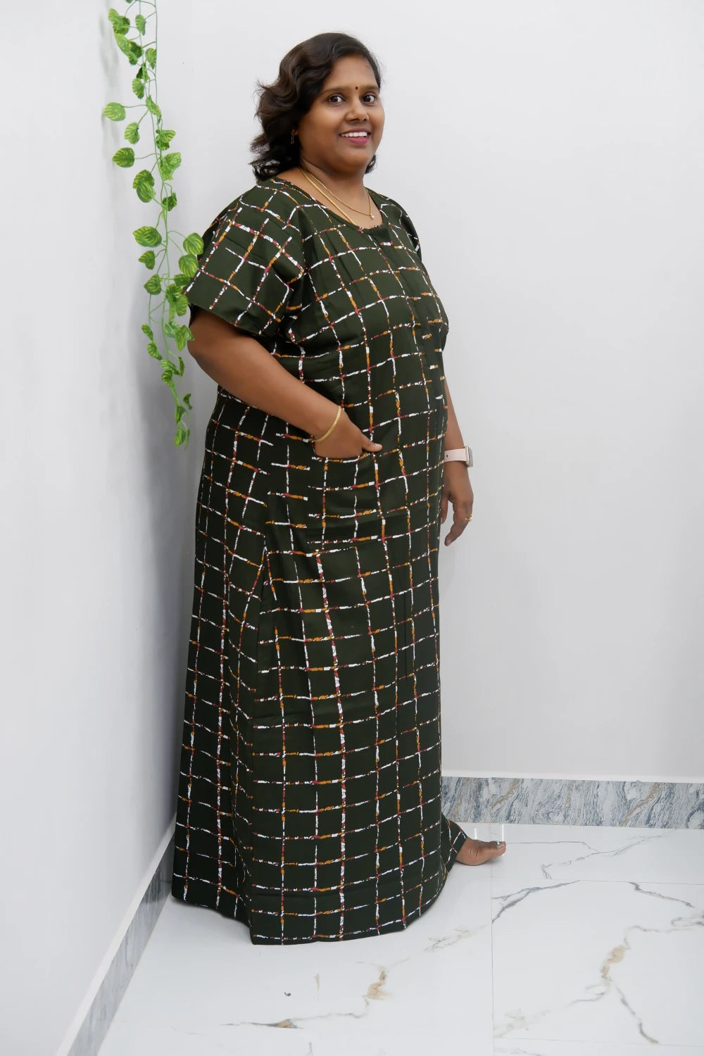 Feeding-Friendly Cotton Nighty with Long Zip