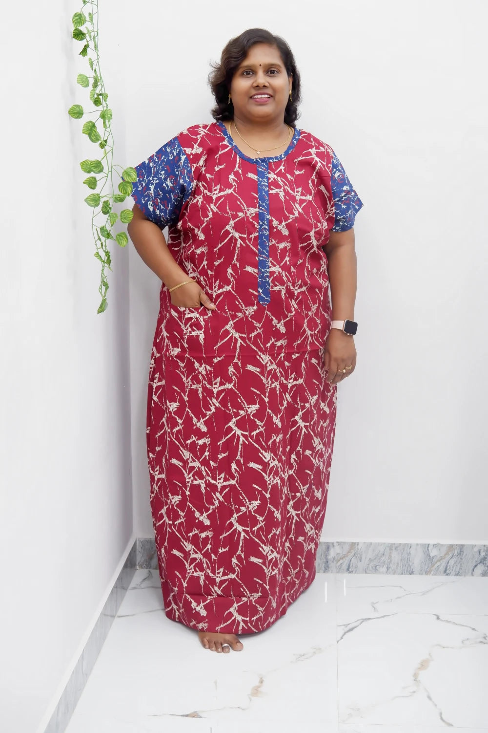 Feeding-Friendly Cotton Nighty with Long Zip