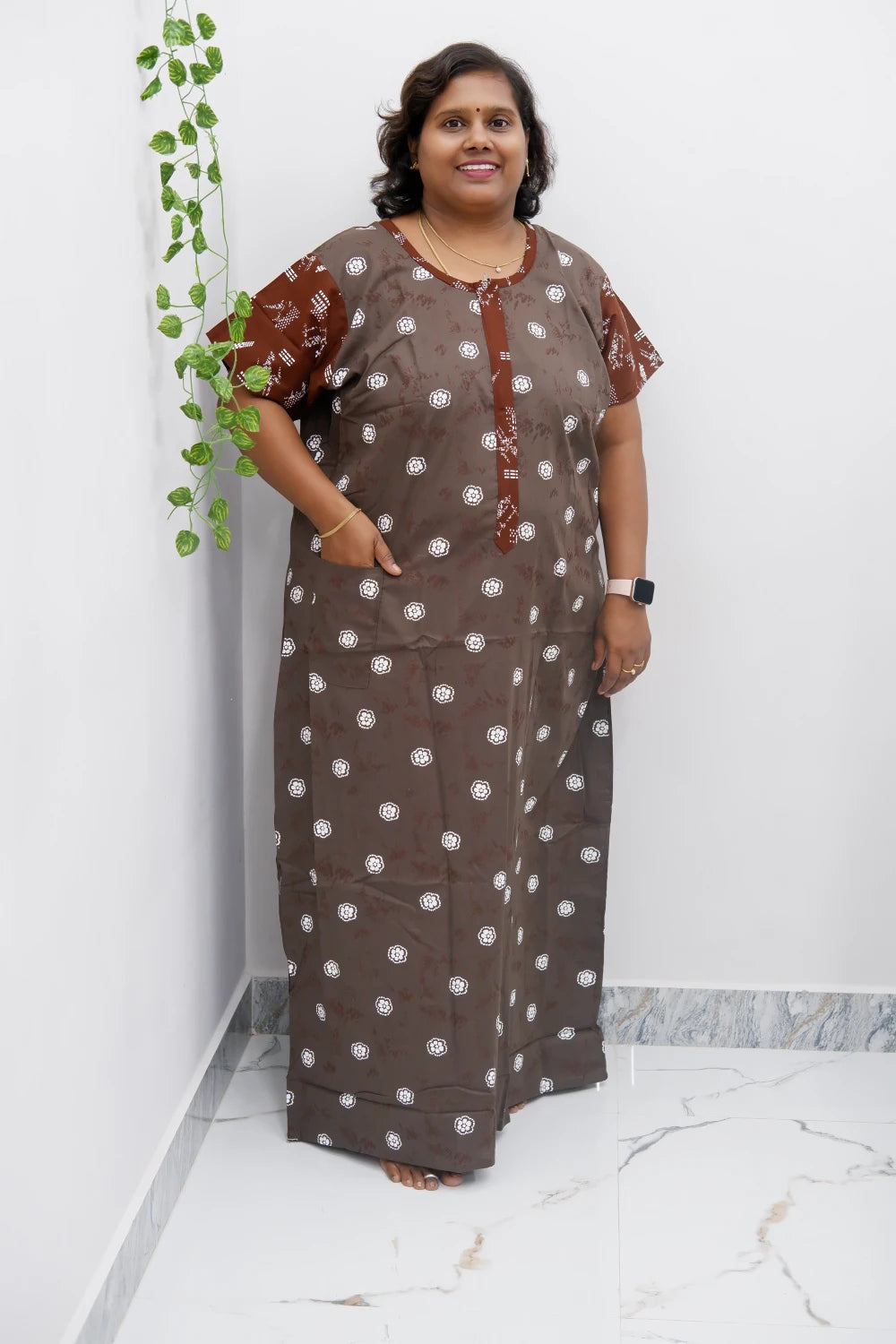 Feeding-Friendly Cotton Nighty with Long Zip