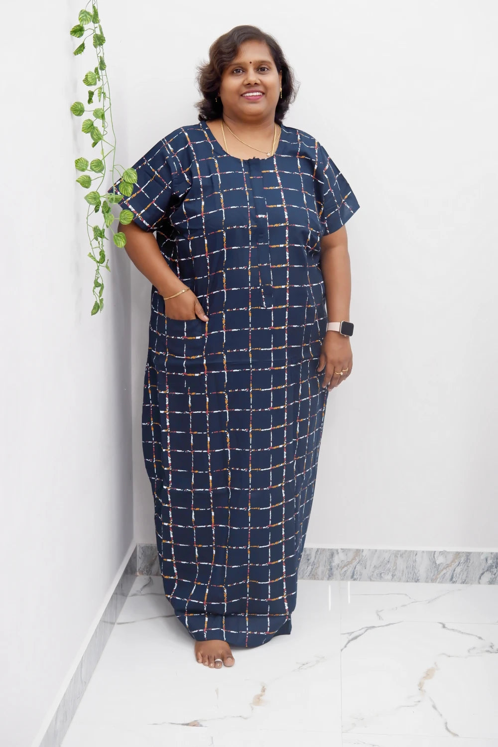 Feeding-Friendly Cotton Nighty with Long Zip