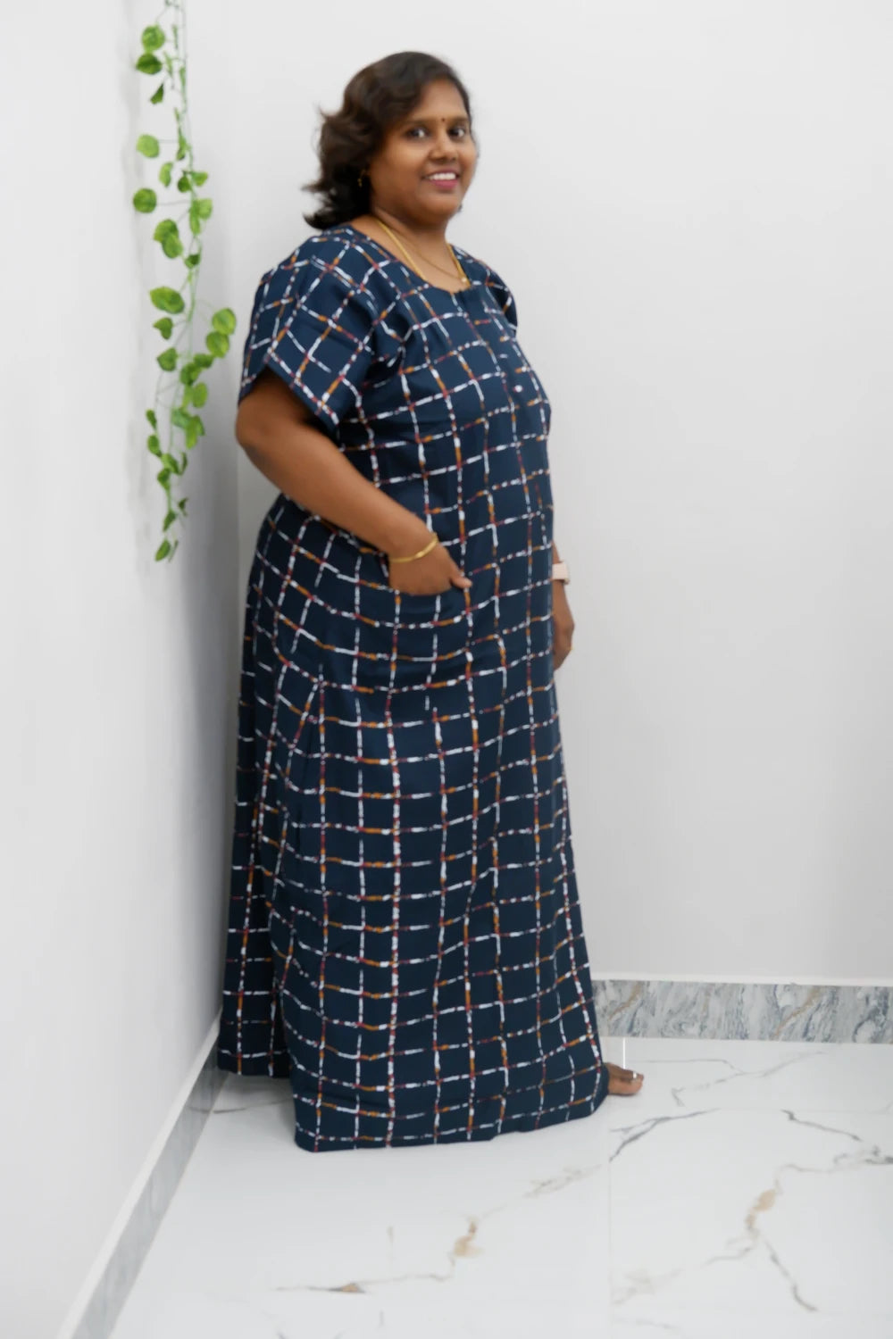 Feeding-Friendly Cotton Nighty with Long Zip