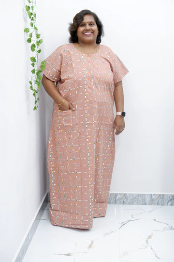 Feeding-Friendly Cotton Nighty with Long Zip