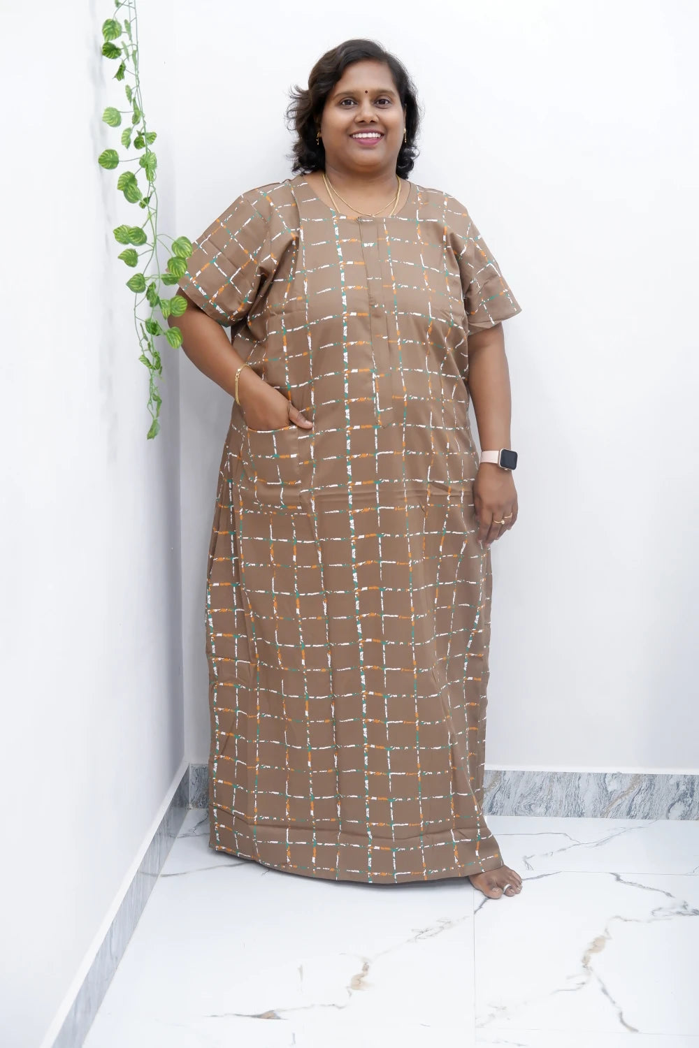 Feeding-Friendly Cotton Nighty with Long Zip