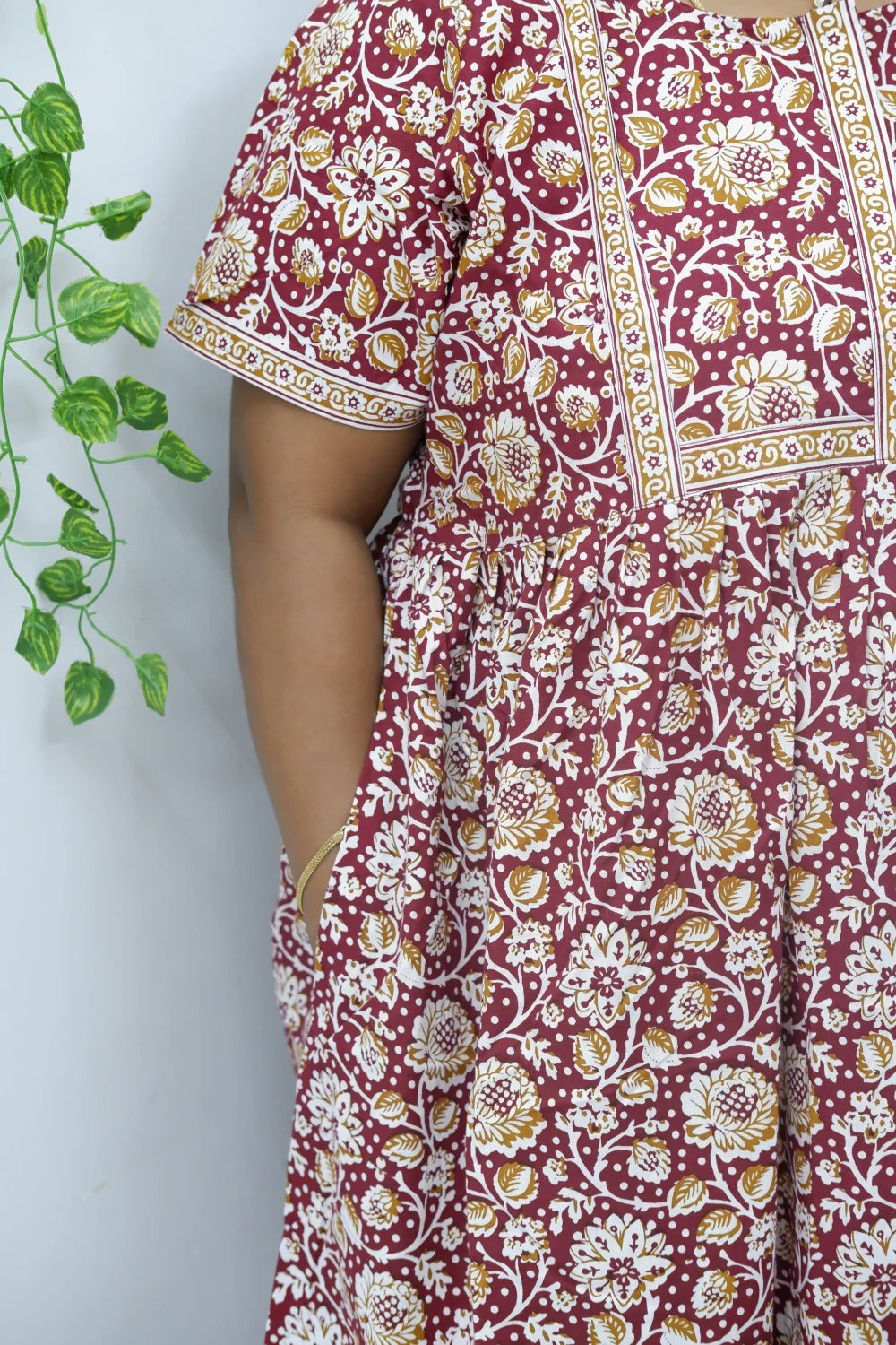 Midi Frock with Back Knot & Front Zip Jyothi Cotton Nighty