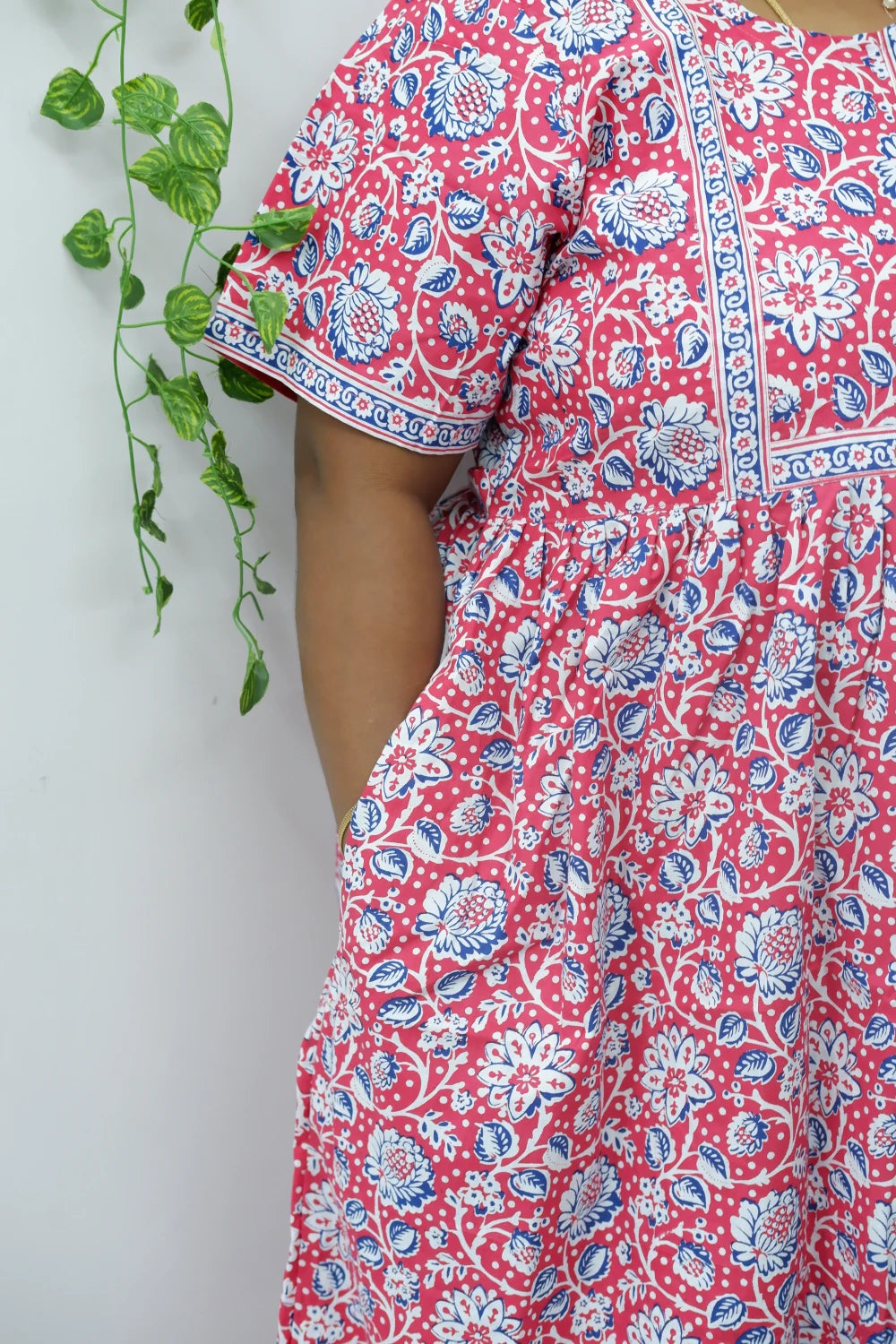 Midi Frock with Back Knot & Front Zip Jyothi Cotton Nighty