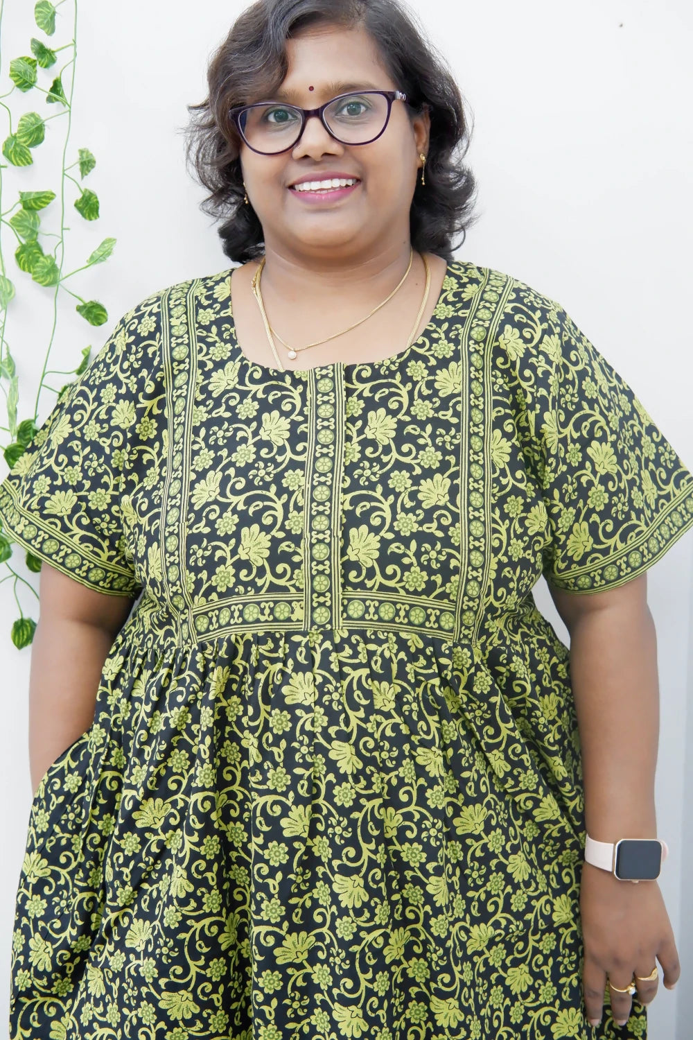 Midi Frock with Back Knot & Front Zip Jyothi Cotton Nighty
