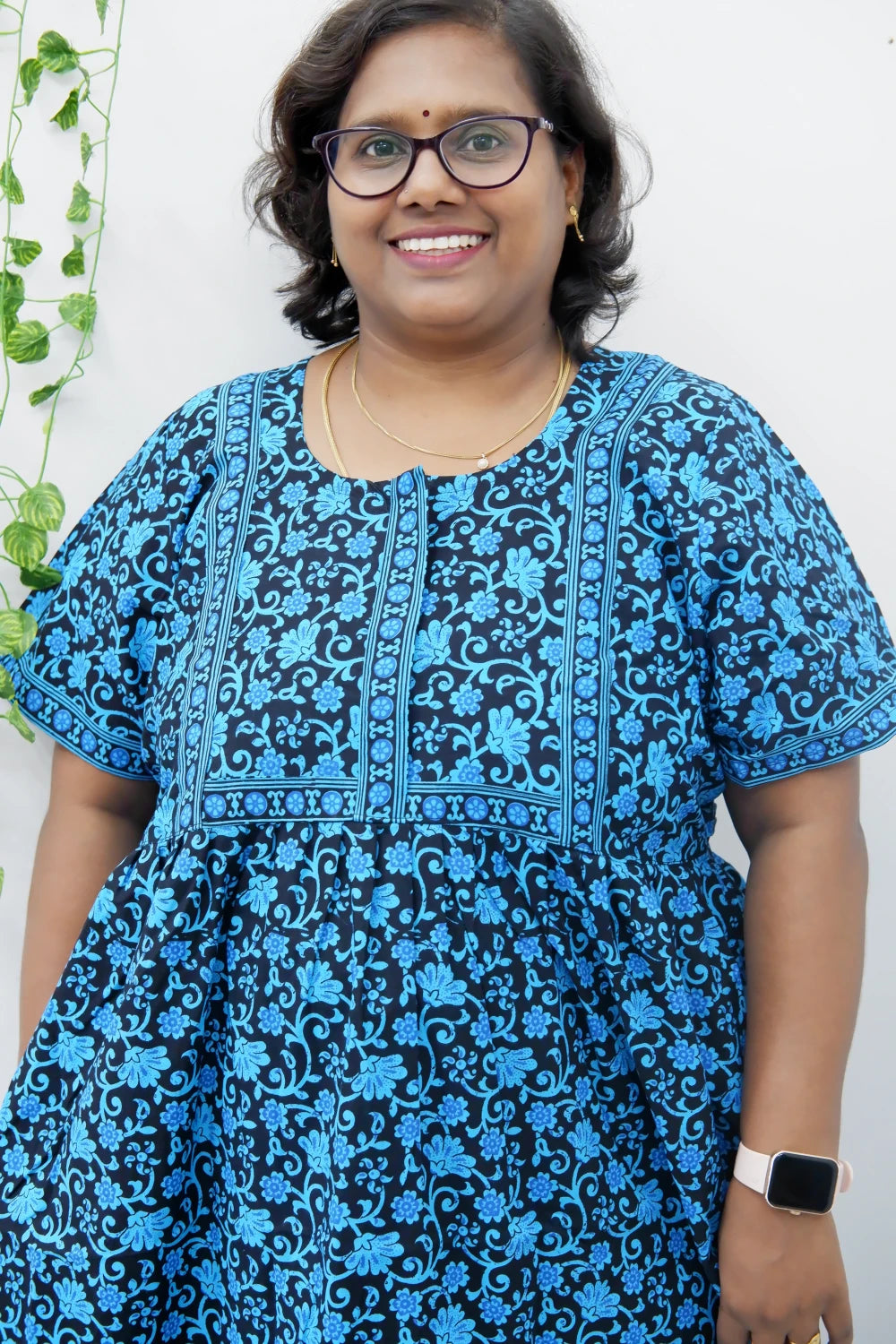 Midi Frock with Back Knot & Front Zip Jyothi Cotton Nighty