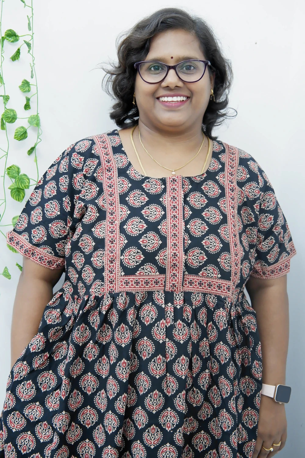 Midi Frock with Back Knot & Front Zip Jyothi Cotton Nighty