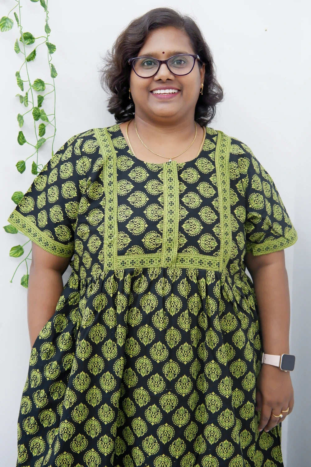Midi Frock with Back Knot & Front Zip Jyothi Cotton Nighty