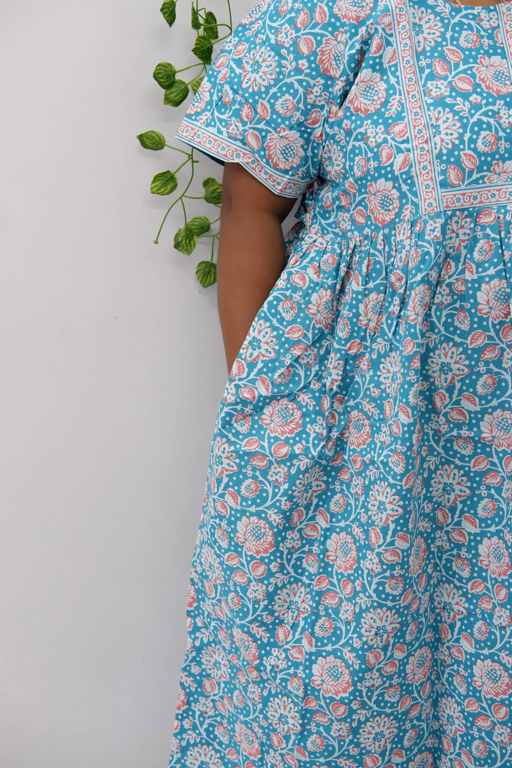 Midi Frock with Back Knot & Front Zip Jyothi Cotton Nighty
