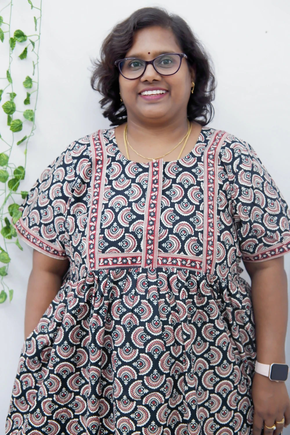 Midi Frock with Back Knot & Front Zip Jyothi Cotton Nighty