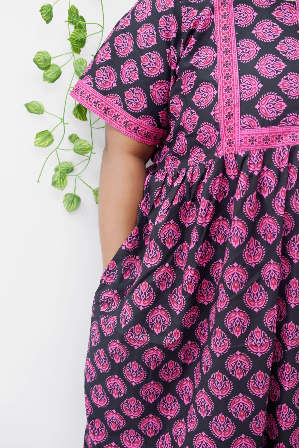 Midi Frock with Back Knot & Front Zip Jyothi Cotton Nighty