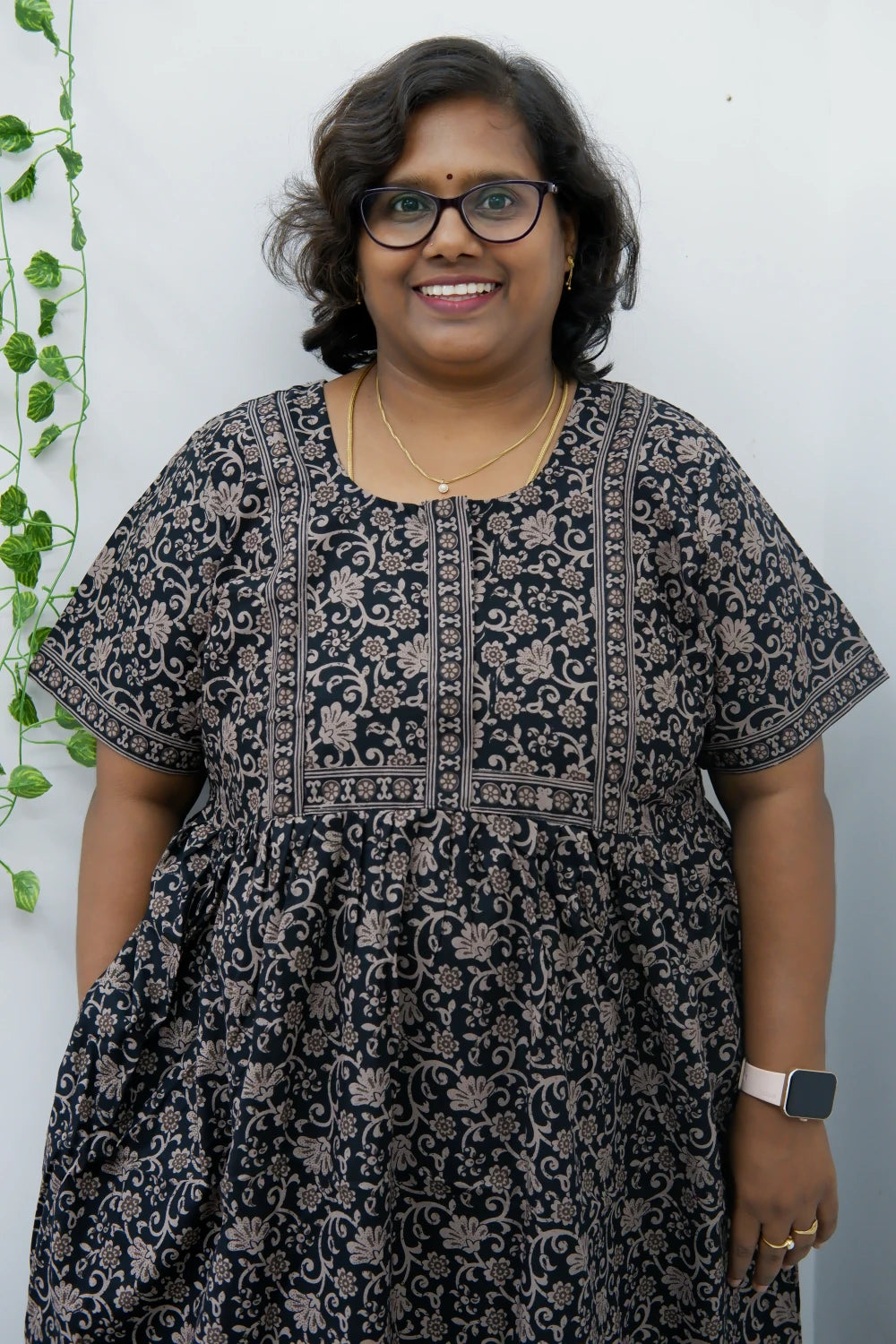 Midi Frock with Back Knot & Front Zip Jyothi Cotton Nighty