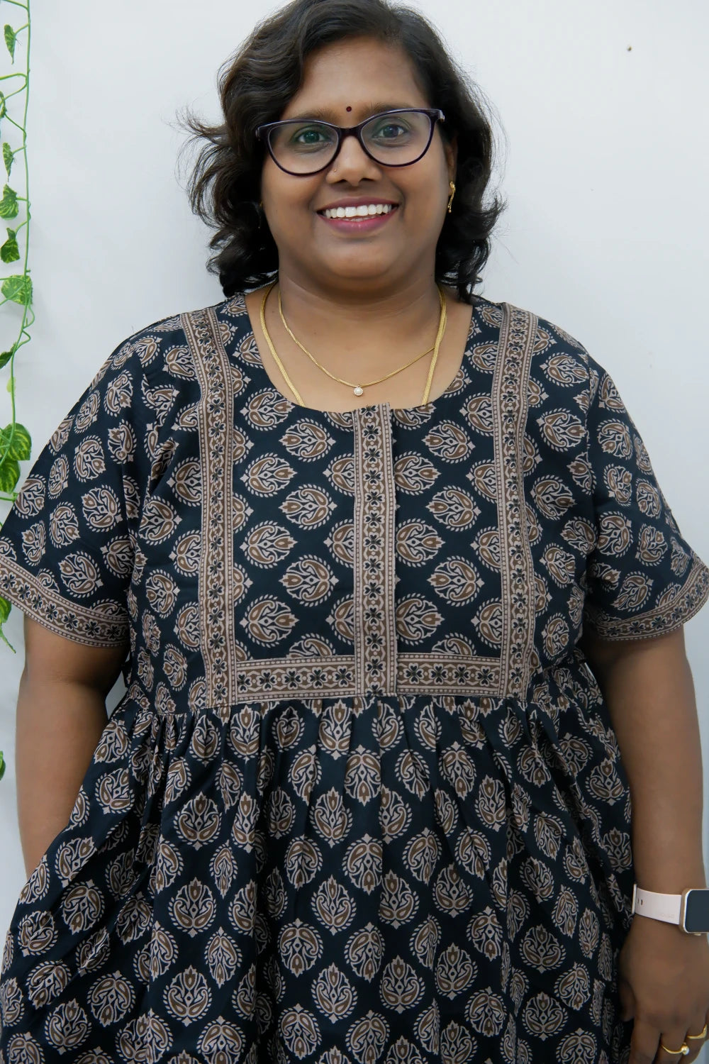 Midi Frock with Back Knot & Front Zip Jyothi Cotton Nighty