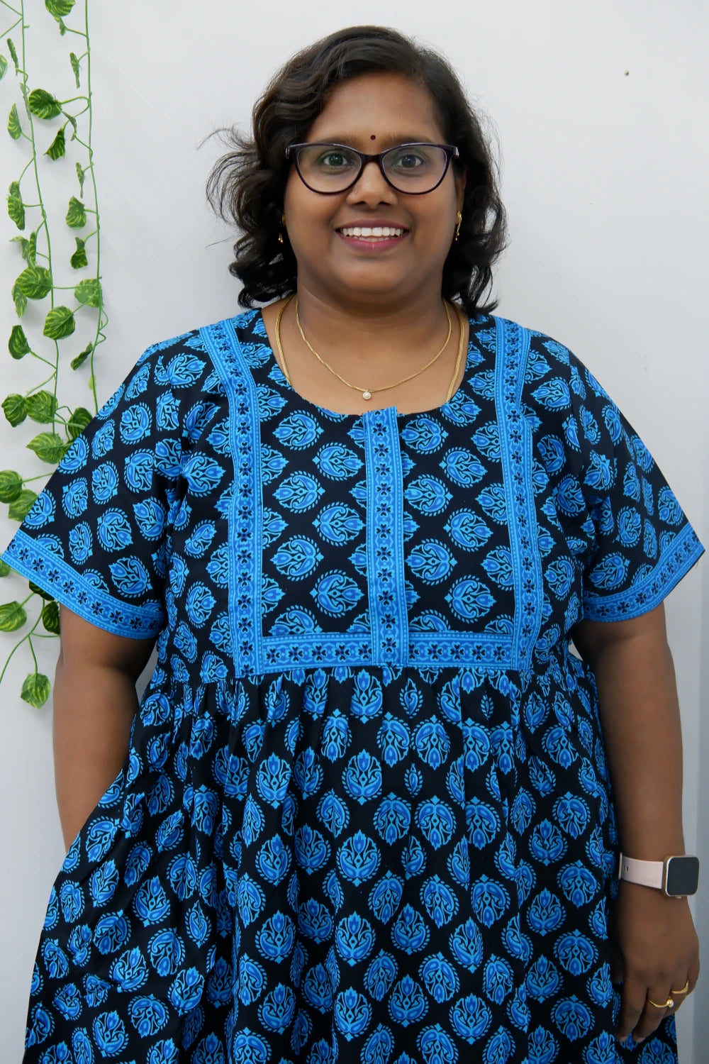 Midi Frock with Back Knot & Front Zip Jyothi Cotton Nighty