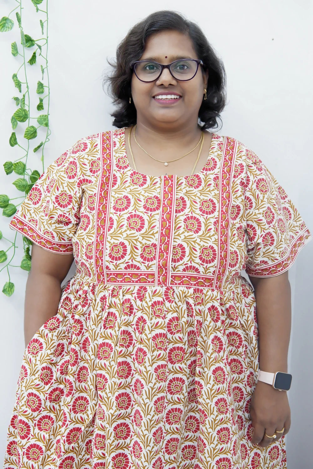 Midi Frock with Back Knot & Front Zip Jyothi Cotton Nighty