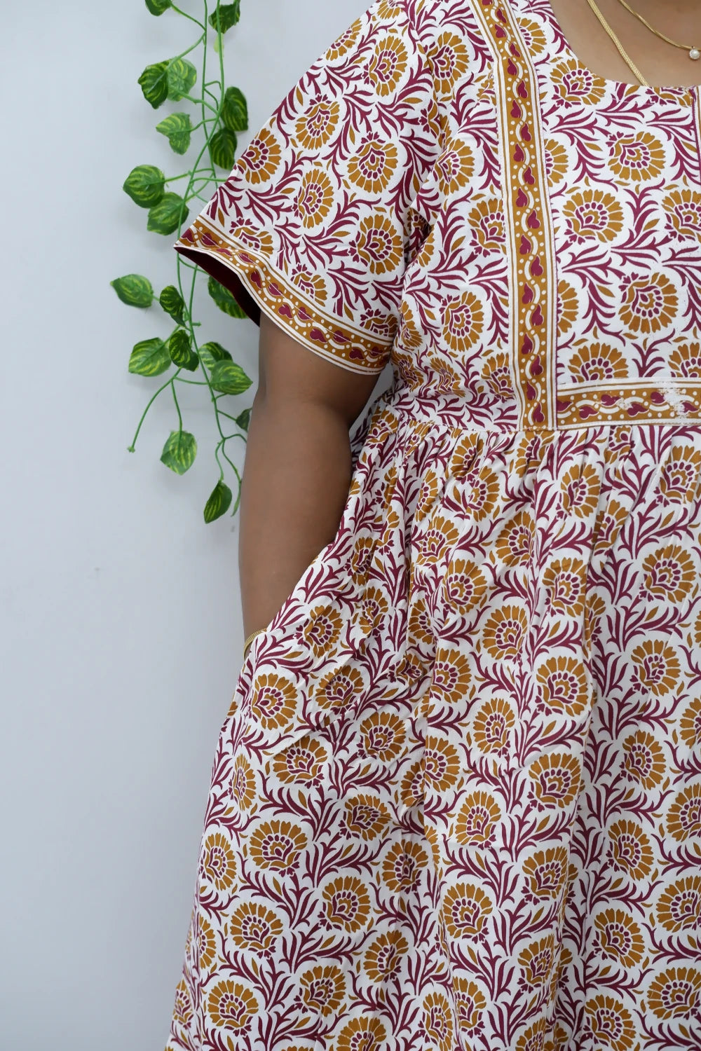 Midi Frock with Back Knot & Front Zip Jyothi Cotton Nighty