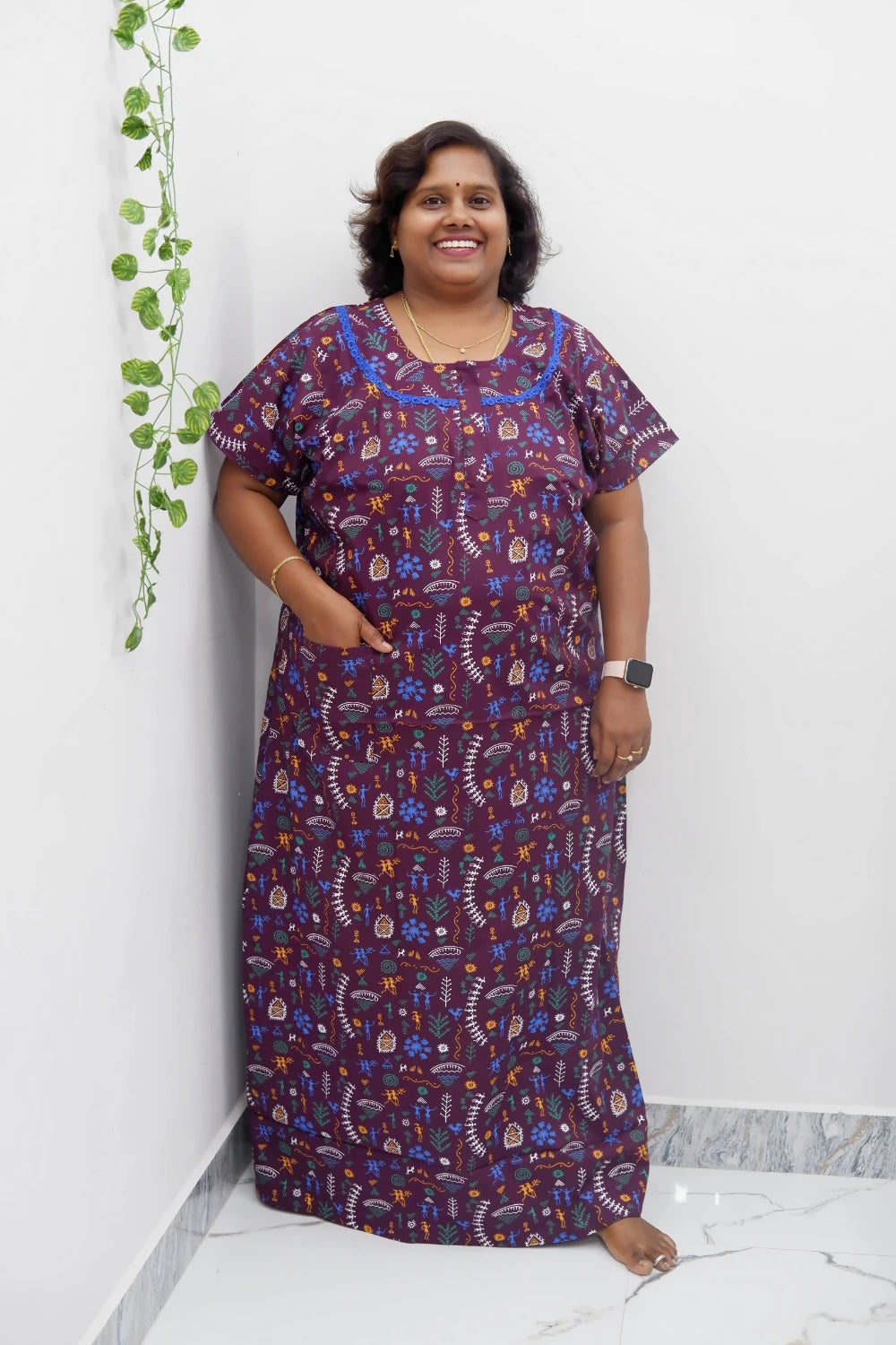 Elegant Zip-Front Pure Cotton Nighty