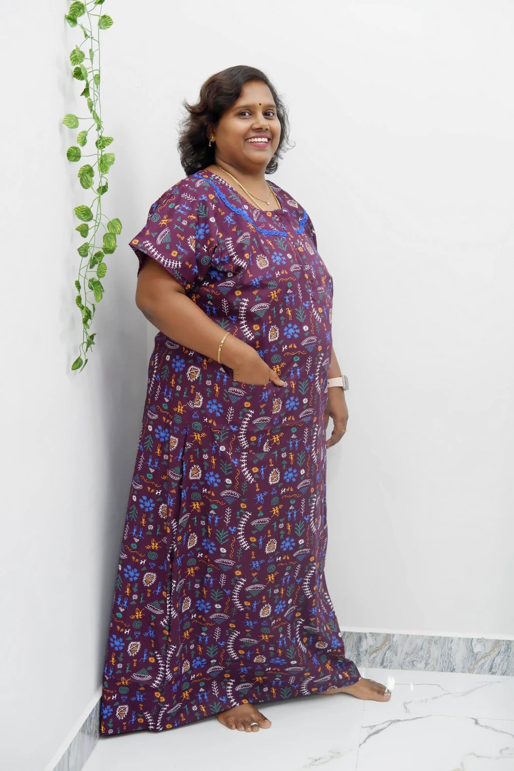 Elegant Zip-Front Pure Cotton Nighty