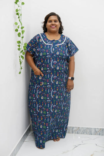Elegant Zip-Front Pure Cotton Nighty
