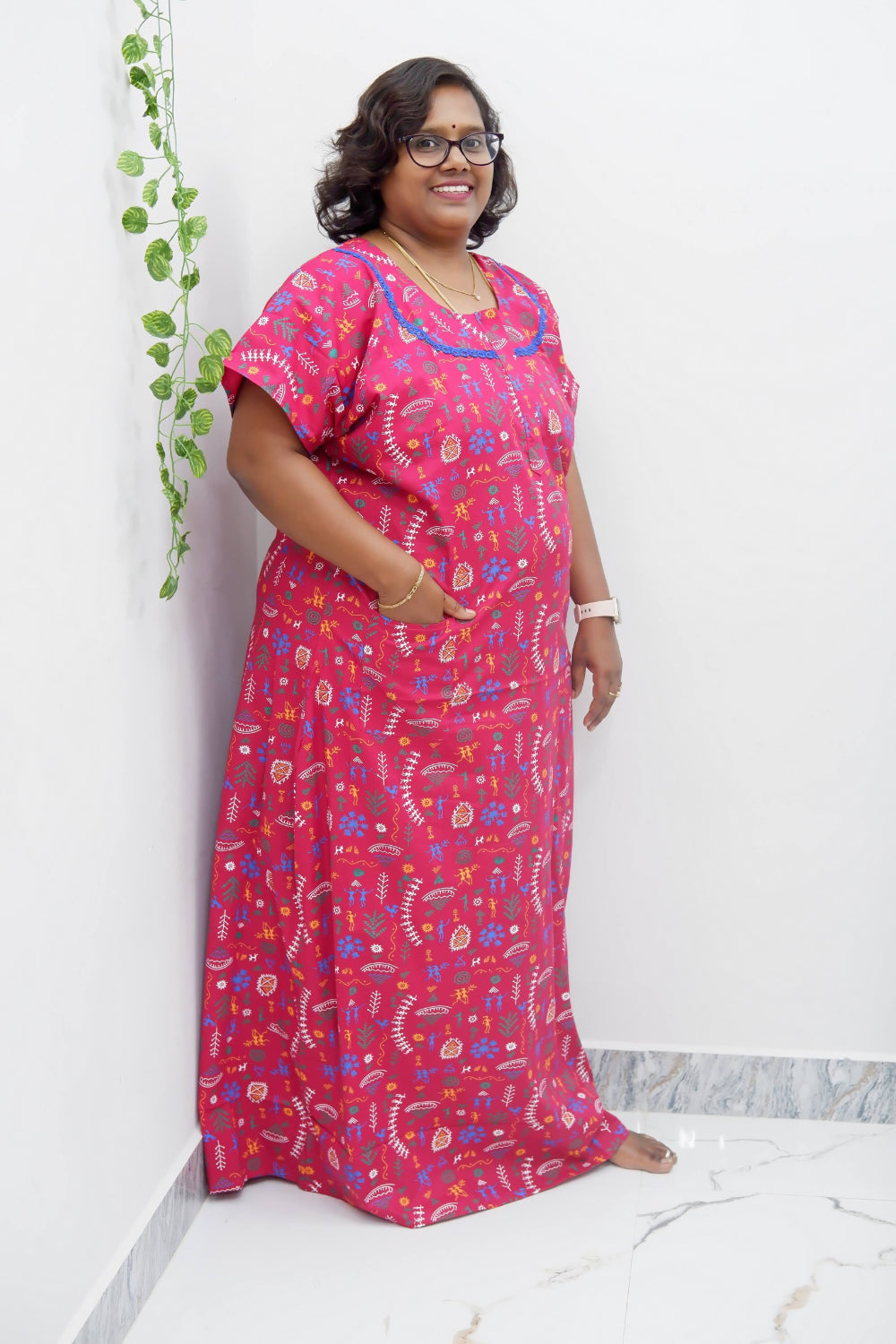 Floral Bliss Round Zip Cotton Nighty