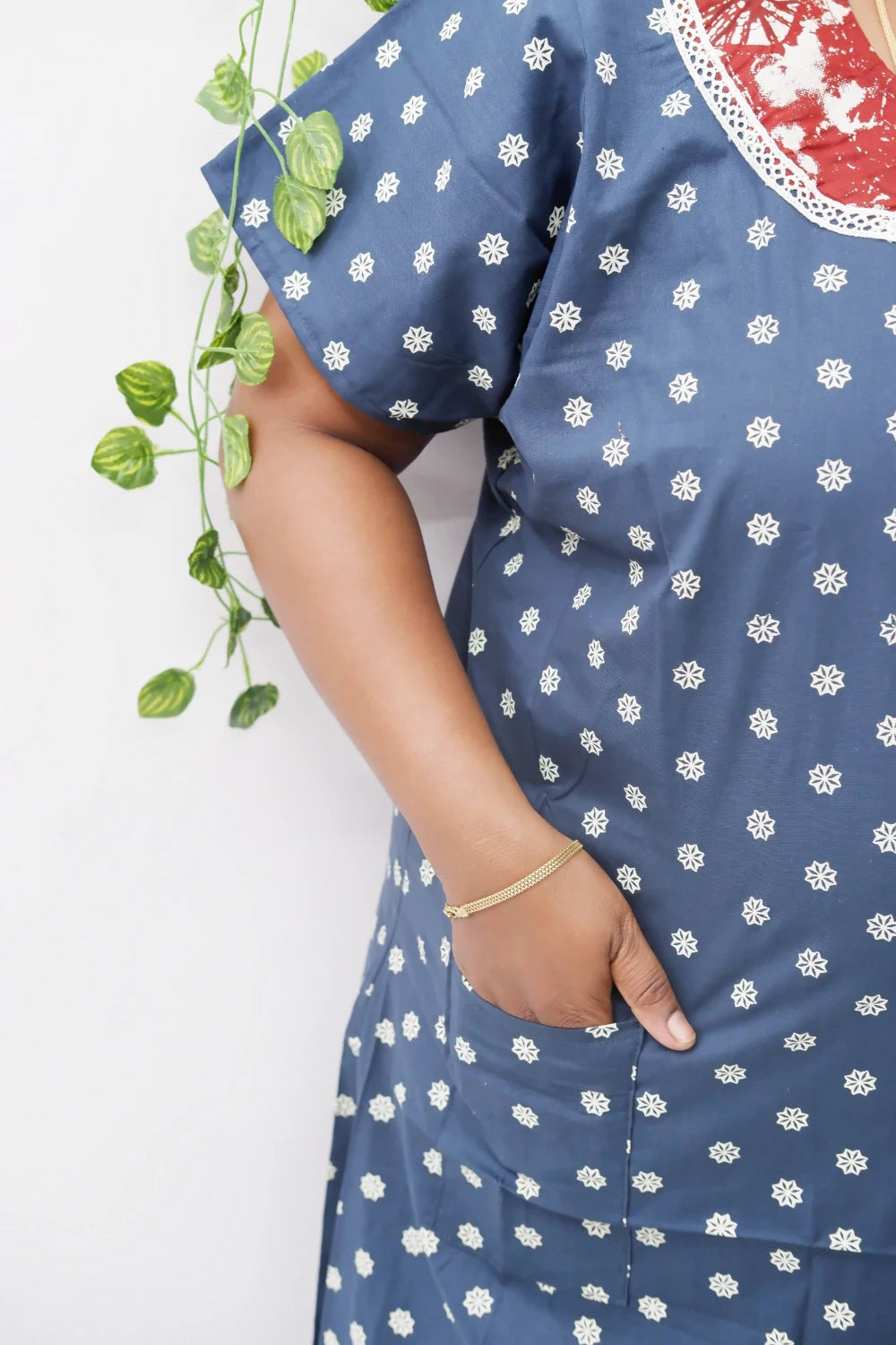 Elegant Zip-Front Pure Cotton Nighty