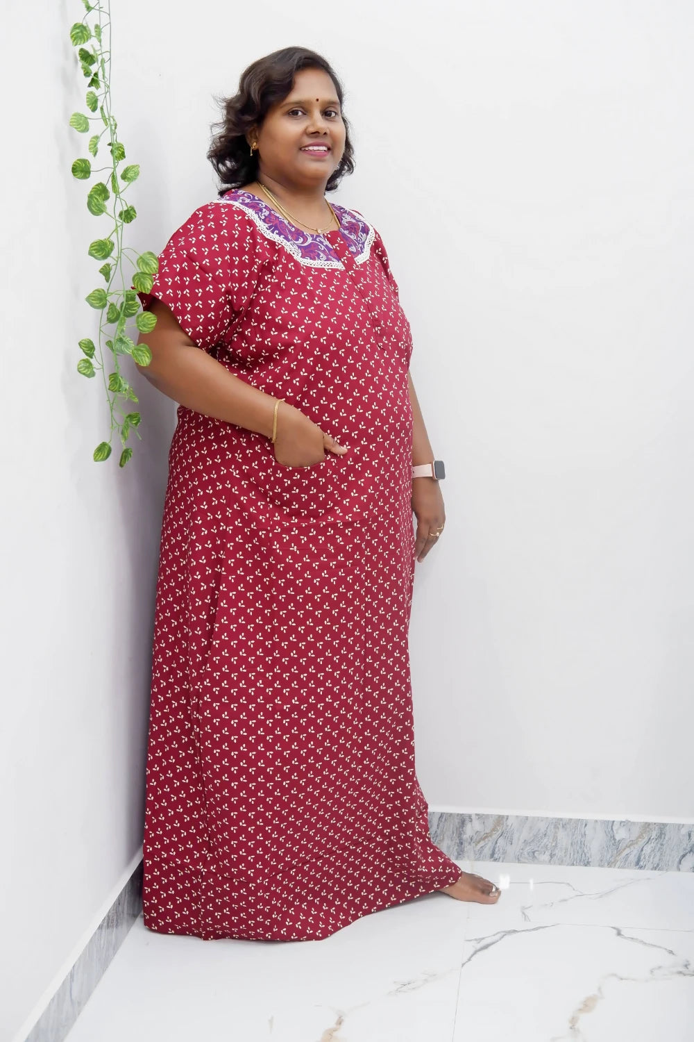 Elegant Zip-Front Pure Cotton Nighty