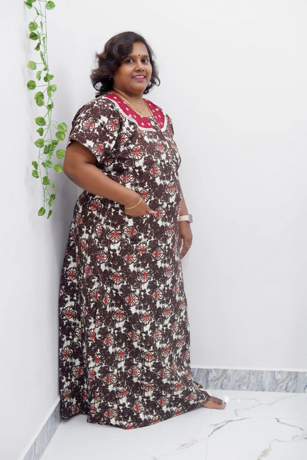 Elegant Zip-Front Pure Cotton Nighty