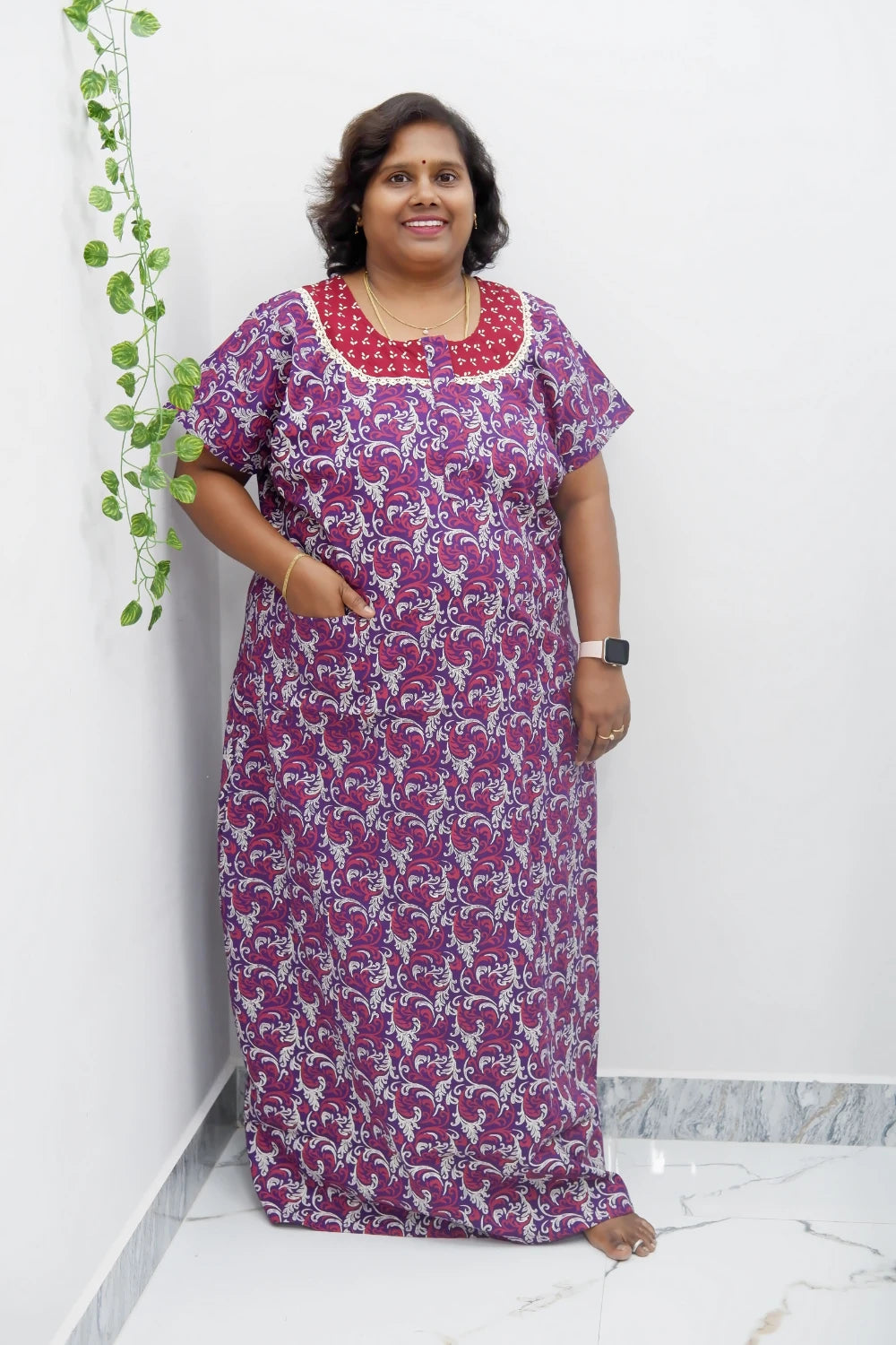 Elegant Zip-Front Pure Cotton Nighty