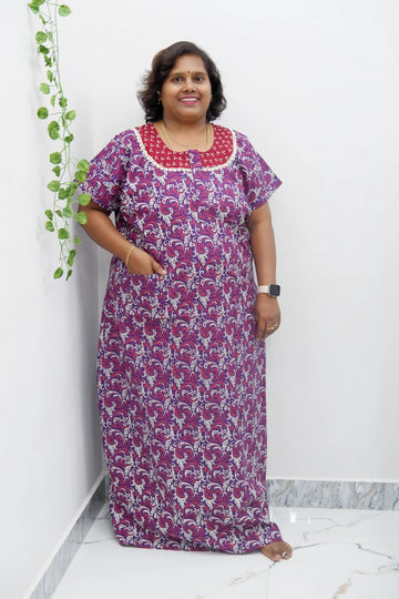 Elegant Zip-Front Pure Cotton Nighty