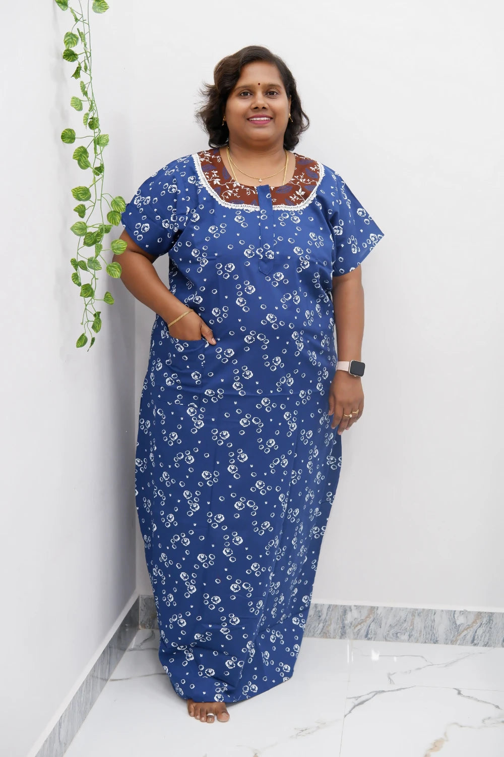 Floral Bliss Round Zip Cotton Nighty