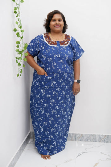 Floral Bliss Round Zip Cotton Nighty
