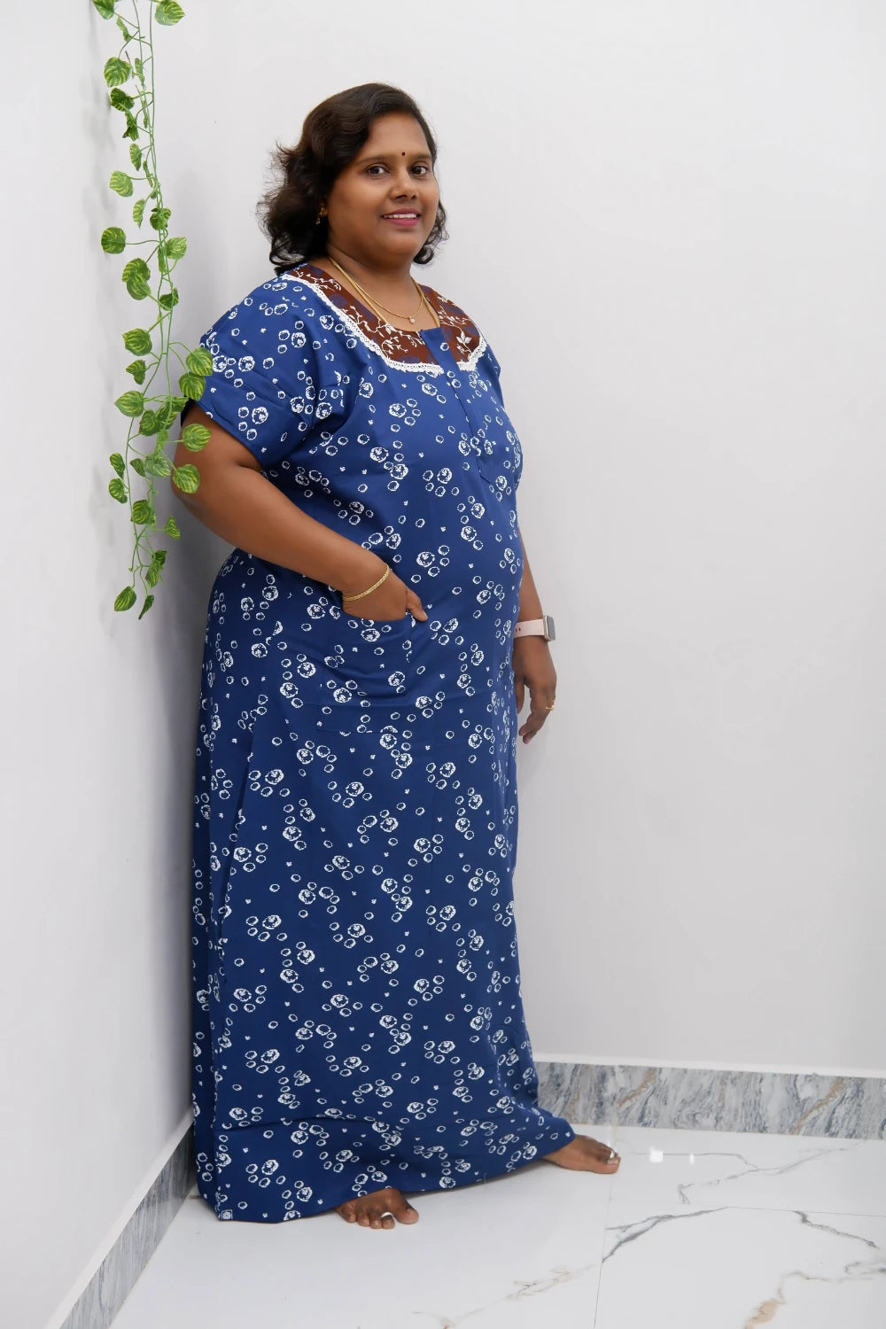 Floral Bliss Round Zip Cotton Nighty