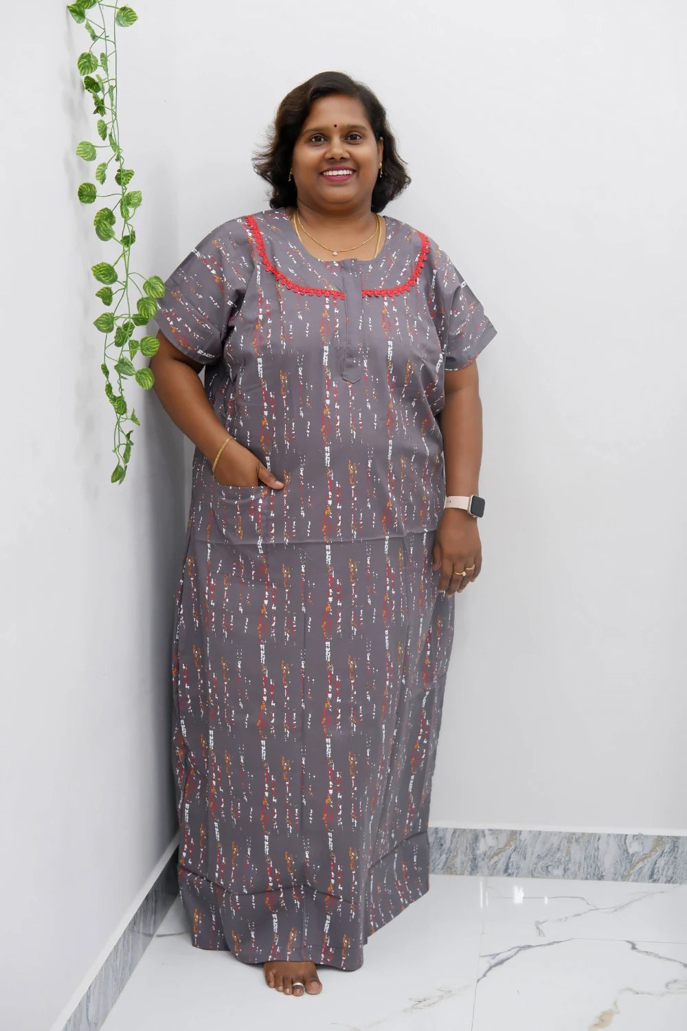 Floral Bliss Round Zip Cotton Nighty