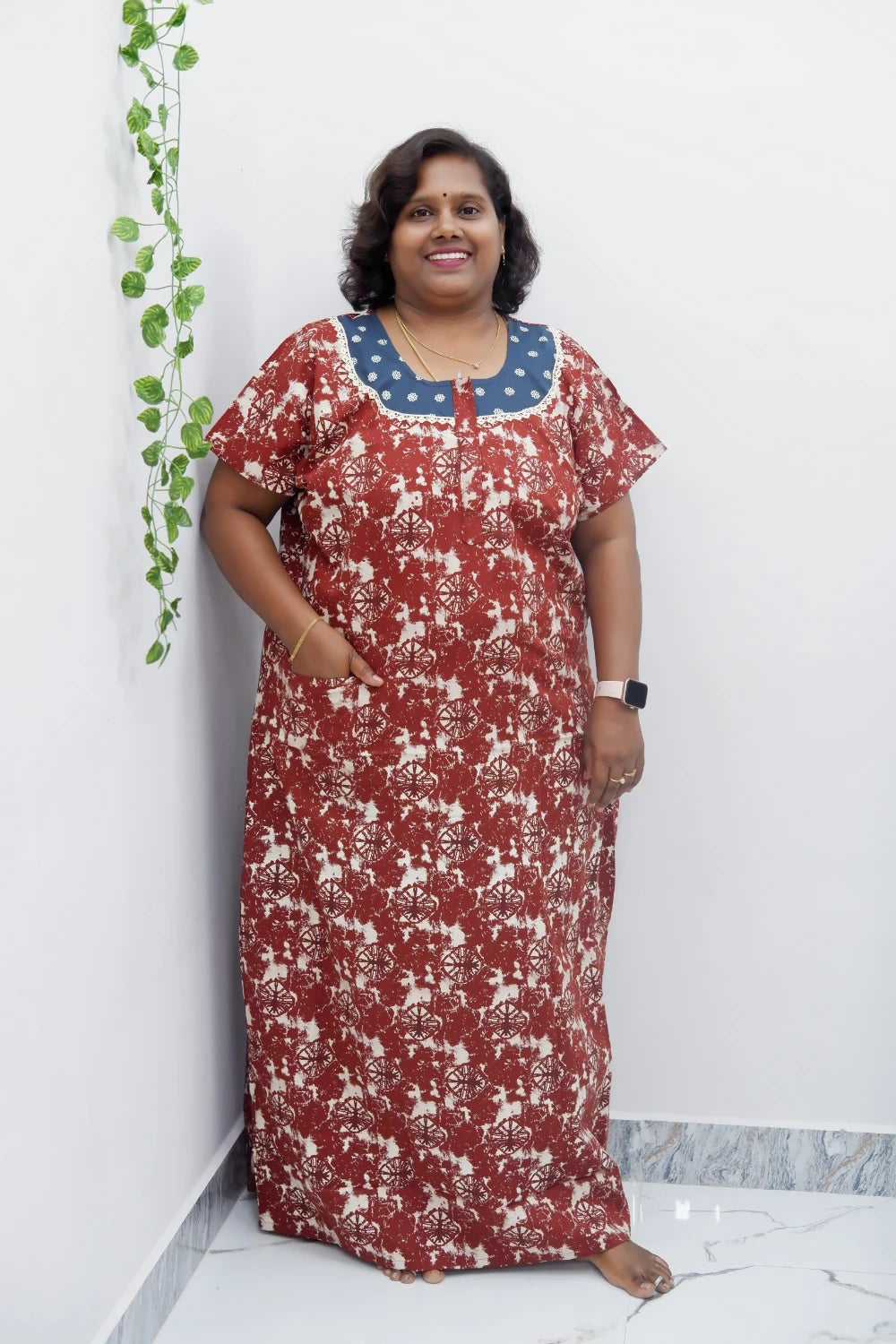 Floral Bliss Round Zip Cotton Nighty