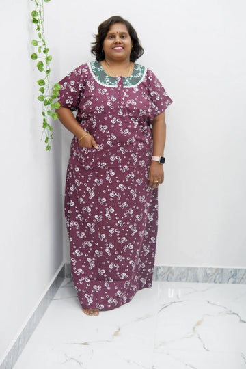Floral Bliss Round Zip Cotton Nighty