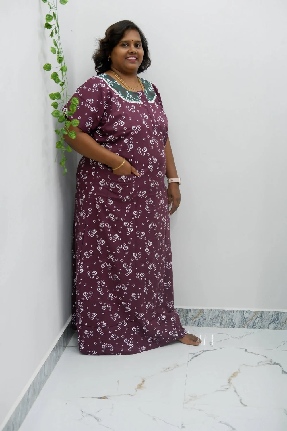 Floral Bliss Round Zip Cotton Nighty