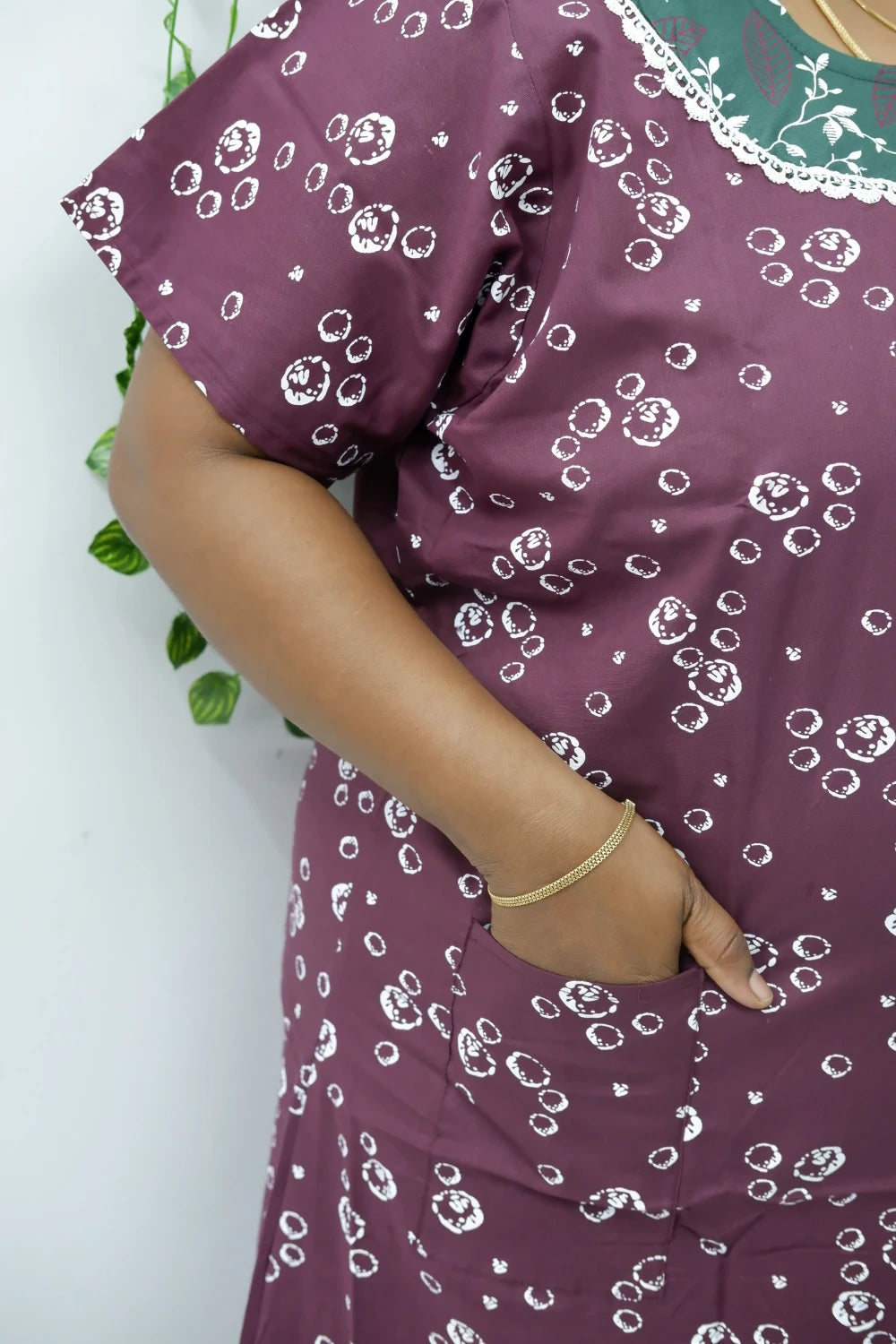 Floral Bliss Round Zip Cotton Nighty
