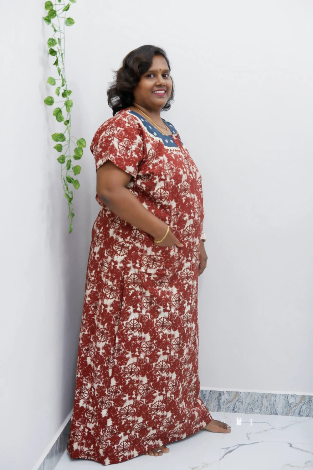 Floral Bliss Round Zip Cotton Nighty