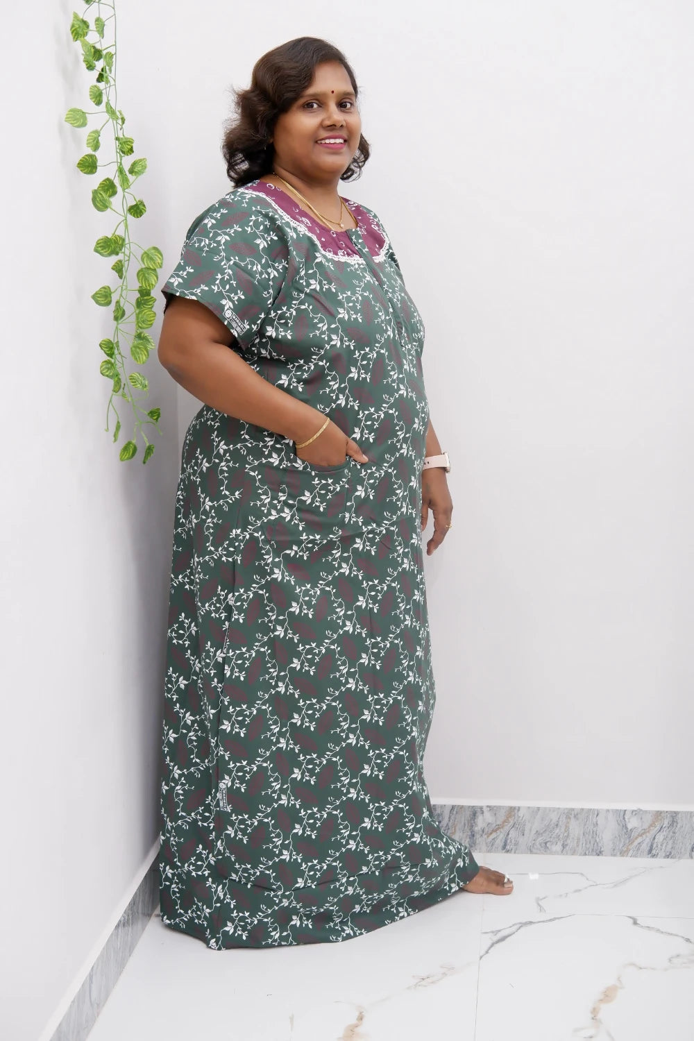 Floral Bliss Round Zip Cotton Nighty