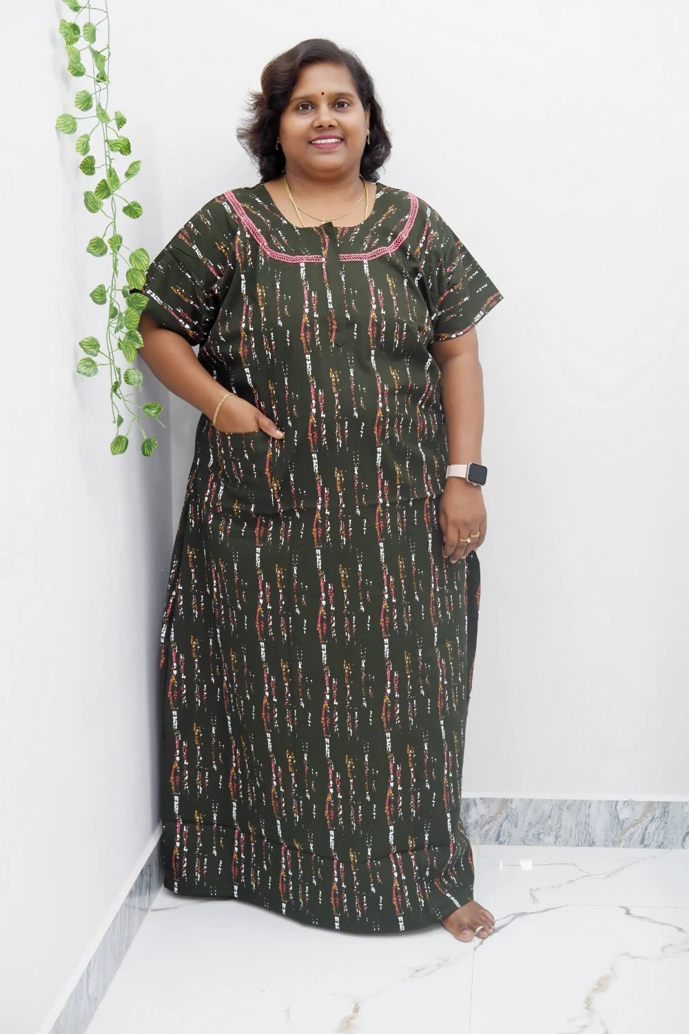 Floral Bliss Round Zip Cotton Nighty