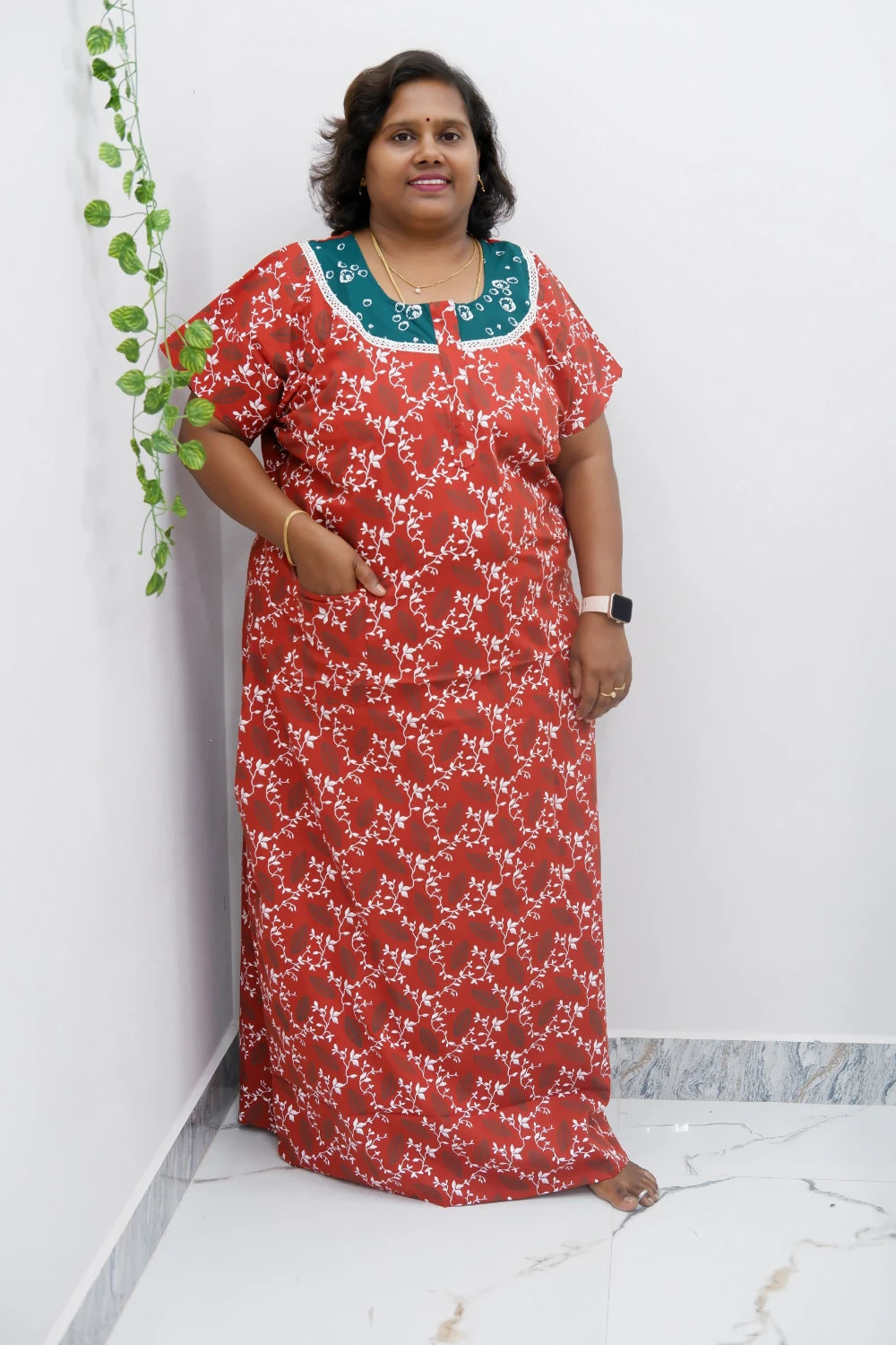 Floral Bliss Round Zip Cotton Nighty