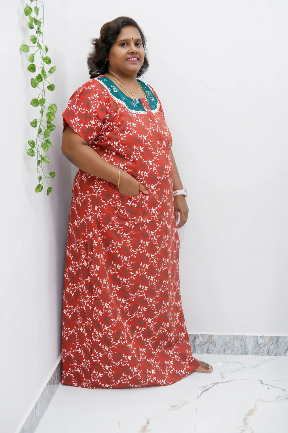 Floral Bliss Round Zip Cotton Nighty