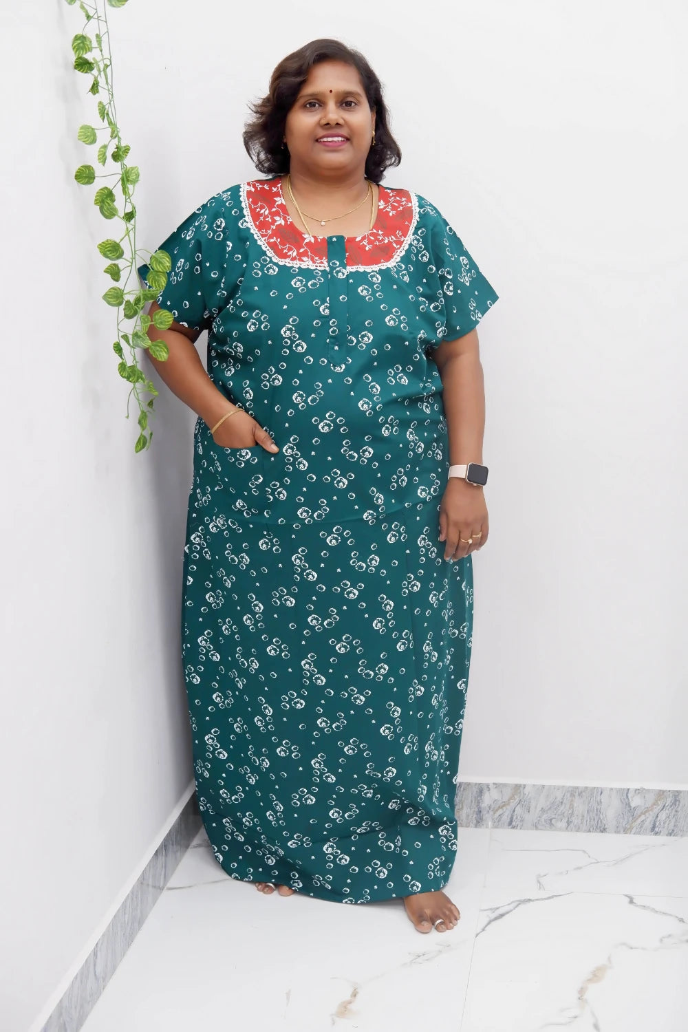 Floral Bliss Round Zip Cotton Nighty